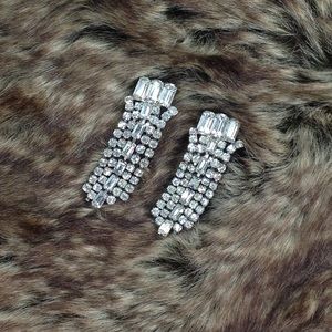 1940's VINTAGE RHINESTONE WATERFALL EARRINGS